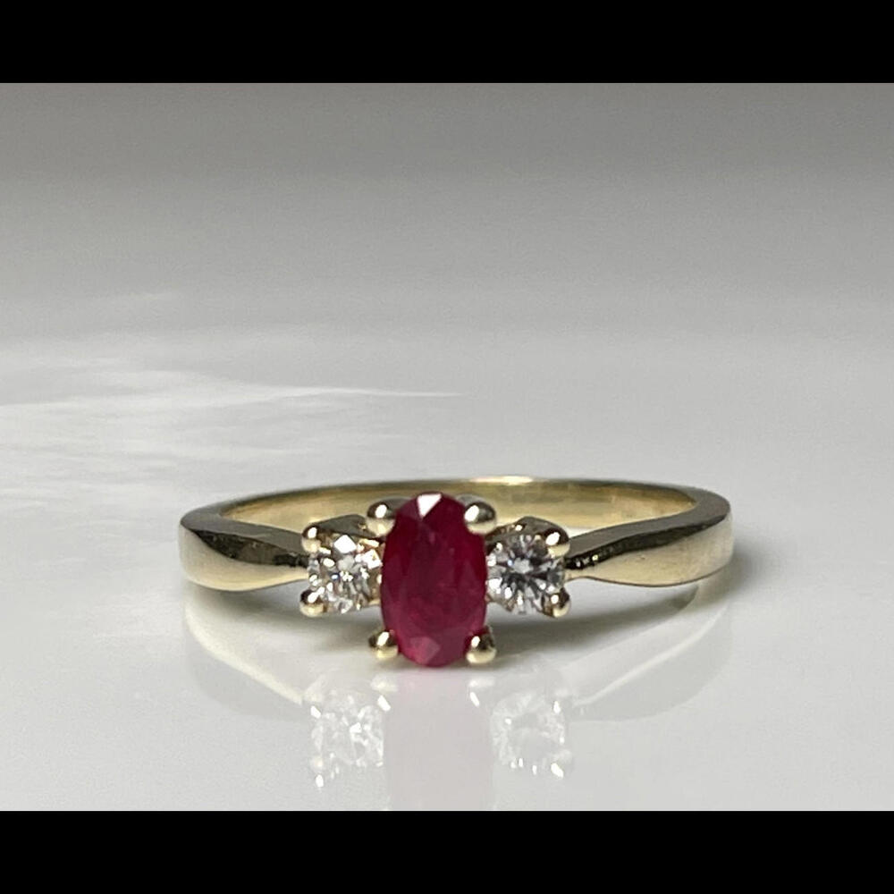 Ruby Ring 14k Ruby Engagement Ring Diamond Gold O… - image 4
